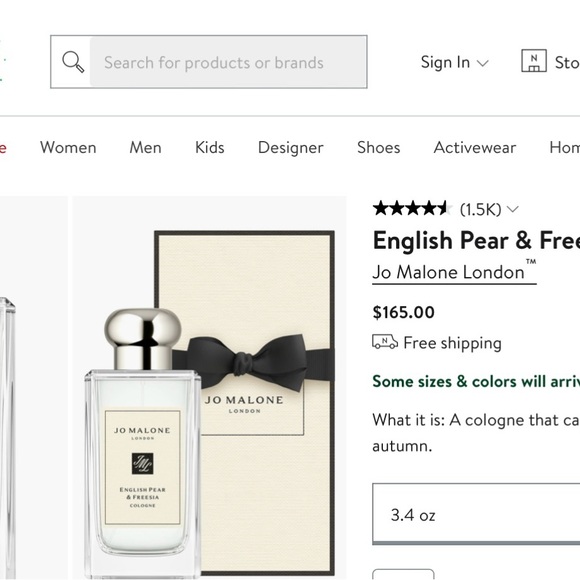 Jo Malone 3.4 oz /cologne pear & freesia